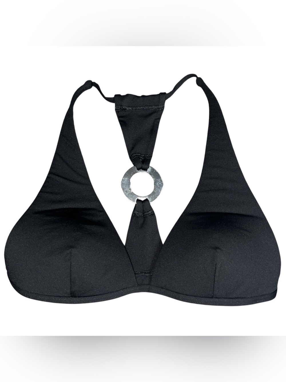 Victoria's Secret Black Rhinestone Underwire Lined Bikini Top Size S Y2K Chic